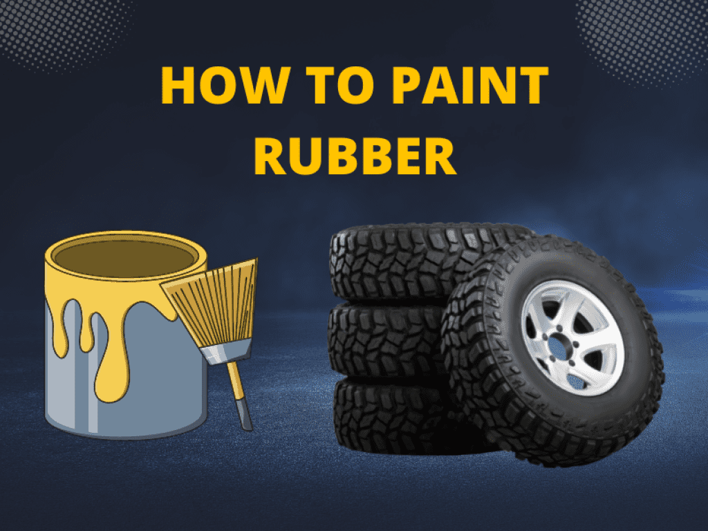 How to Paint Rubber Featured Image. The picture shows a paint can and a stack of tires with a tire leaning up against it.